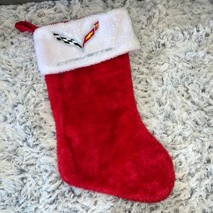 Corvette Christmas stocking, plush C7 Corvette embroidered Christmas stocking